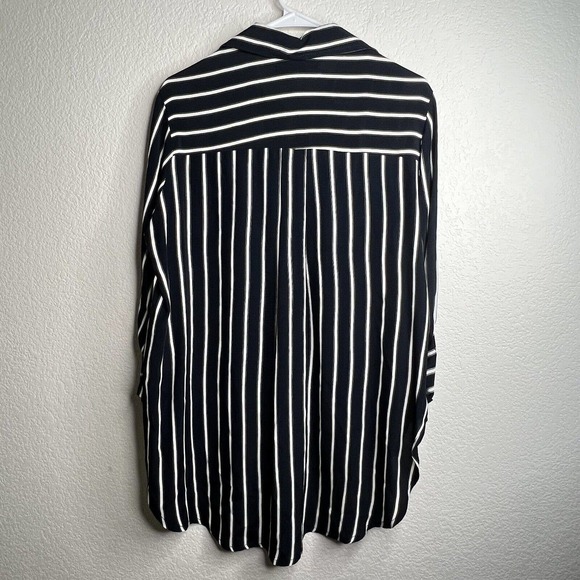 Faithfull The Brand Stevie Striped High low Long Sleeve Tunic Lace Up XS j16 - Picture 5 of 7